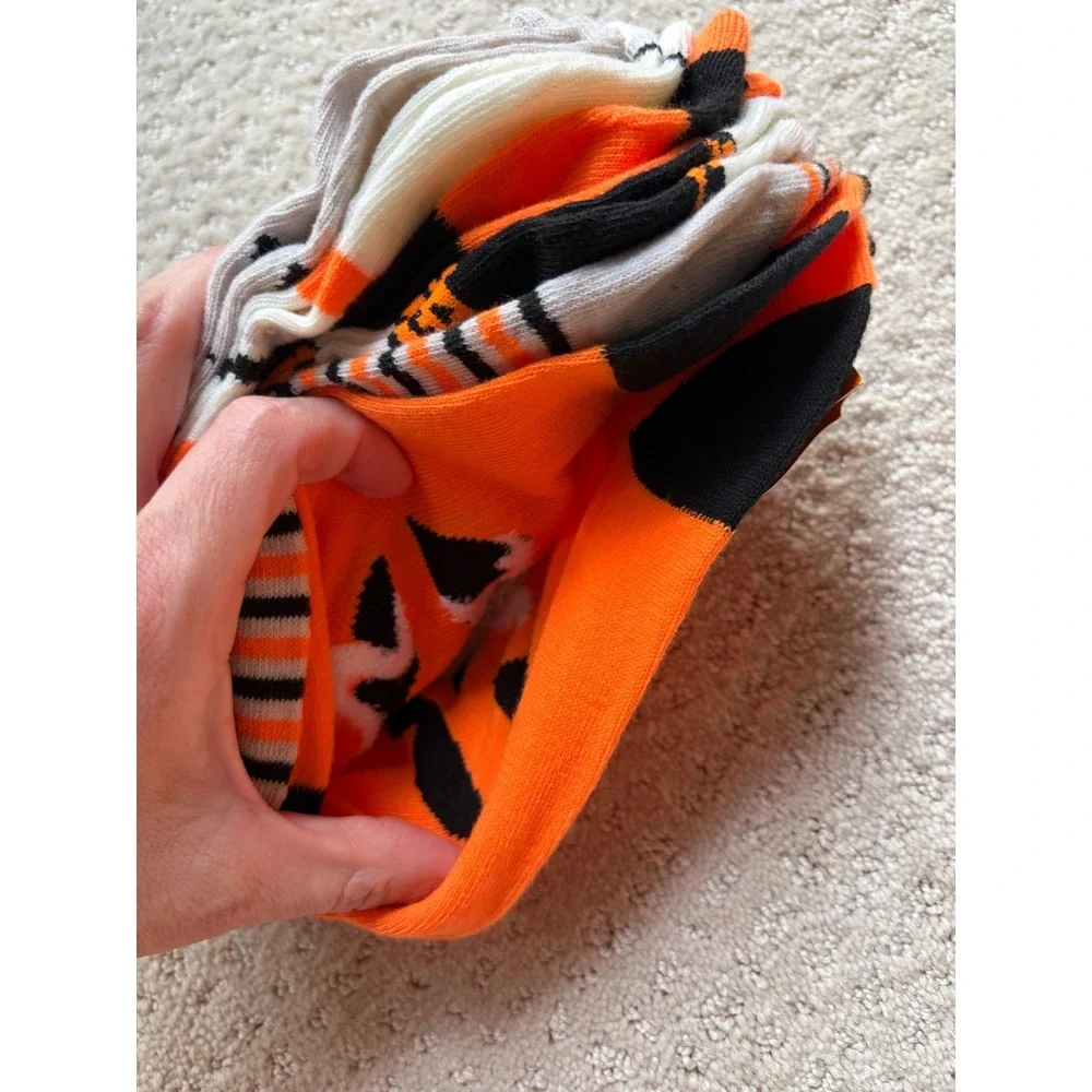 Hyde & EEK Boutique Halloween Low Cut Socks 6 Pairs Orange‎ Black Pumpkin 4-10